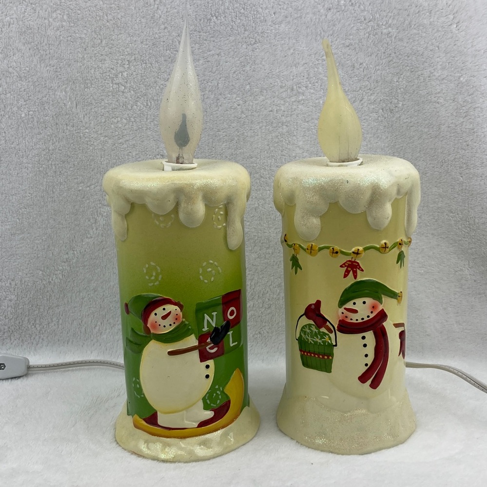 Debbie Mumm - Jo-Ann Fabrics Christmas Snowman Electric Candles Set of 2 Flicker